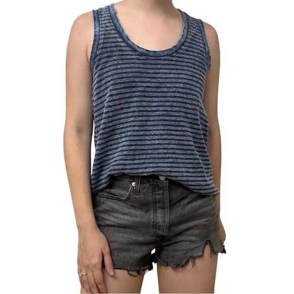 Anthropologie Tank Top Striped Blue Casual Cotton Summer Boho Size Small - Picture 1 of 7